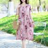 Summer Dresses O-neck Print Long Dress Short Sleeve Women Long Dresses Bohemian Cotton Style Loose Dresses Women Clothing