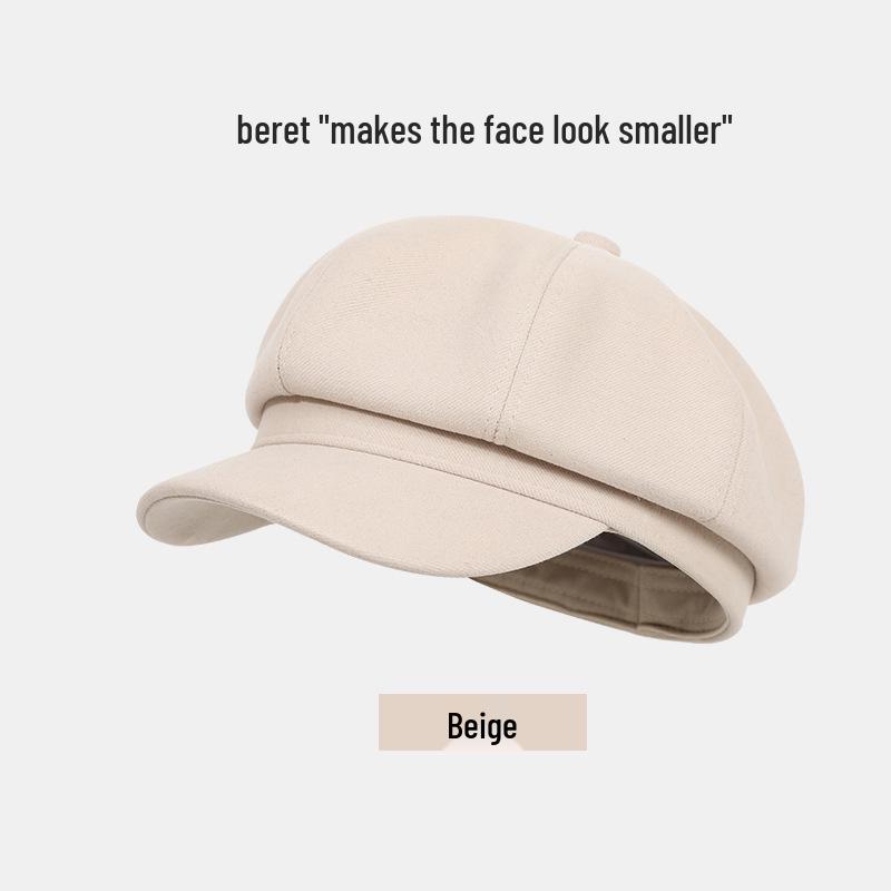 Women's Retro Duckbill Octagonal Newsboy Hat - Korean Style, Versatile Autumn/Winter Brushed Painter Beret for a Sleek Look.
