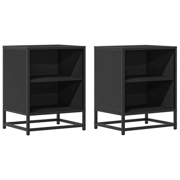 VidaXL Tables de chevet 2 pcs noir 40x31x50 cm bois d'ingénierie métal, table d'appoint, armoire de lit, table d'appoint 848700