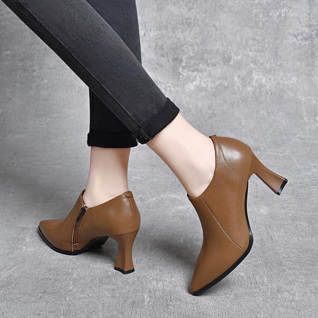 Pointed Stiletto High Heels Women's Spring New Deep Mouth Women's Shoes Simple Temperament Ankle Shoes Work Shoes