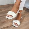 Summer Women's Square-toe Basket-Woven Sandals Flat Home Slippers