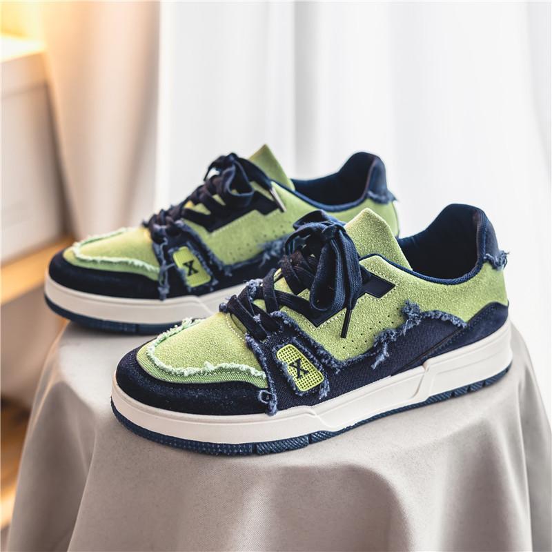 

Men s shoes 2025 summer new breathable Korean version trend versatile sports and leisure shoes men s Hong Kong style retro board shoes 39 морская волна