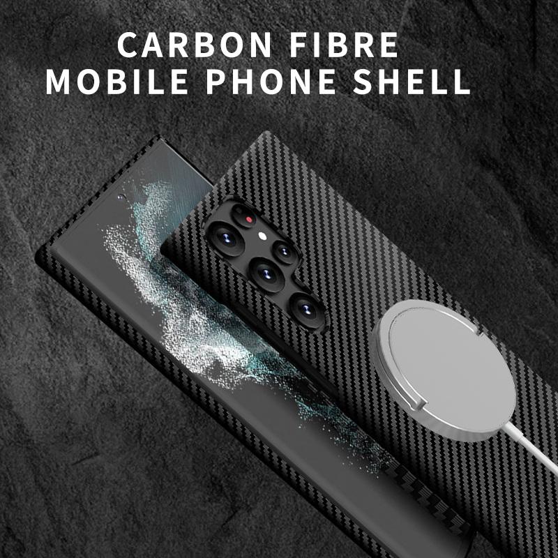 For Magsafe Slim Carbon Fiber Hard Case For Samsung Galaxy S23 Ultra S22 S21 Ultra S23 Plus Frosted Matt Cover Coque For iPhone 15 14 13 12 Pro max
