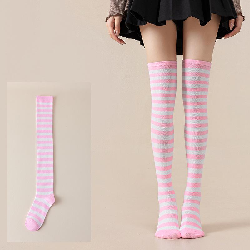 Damen Overknee Socken mit Kreuzstreifen für Halloween, Weihnachten, Karneval, Tanz und Japanische Festivals