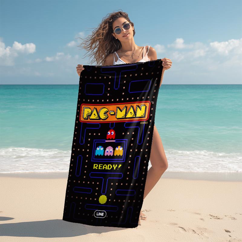1Pc Pacman Classic Start Beach Towel Microfiber Beach Towel Thin Absorbent For Beach Swimming Yoga Bath Sports 091788