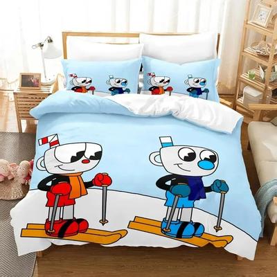 Cartoon Mugman Cuphead Bedding Set Duvet Cover Bed Set Quilt Cover Pillowcase Comforter King Queen Size Boys Adult Bedding Set