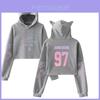 Kpop Unisex Bts  jung Kook Jimin 95 97 Hoodie Sweatshirt Cat Ears Tops Crop