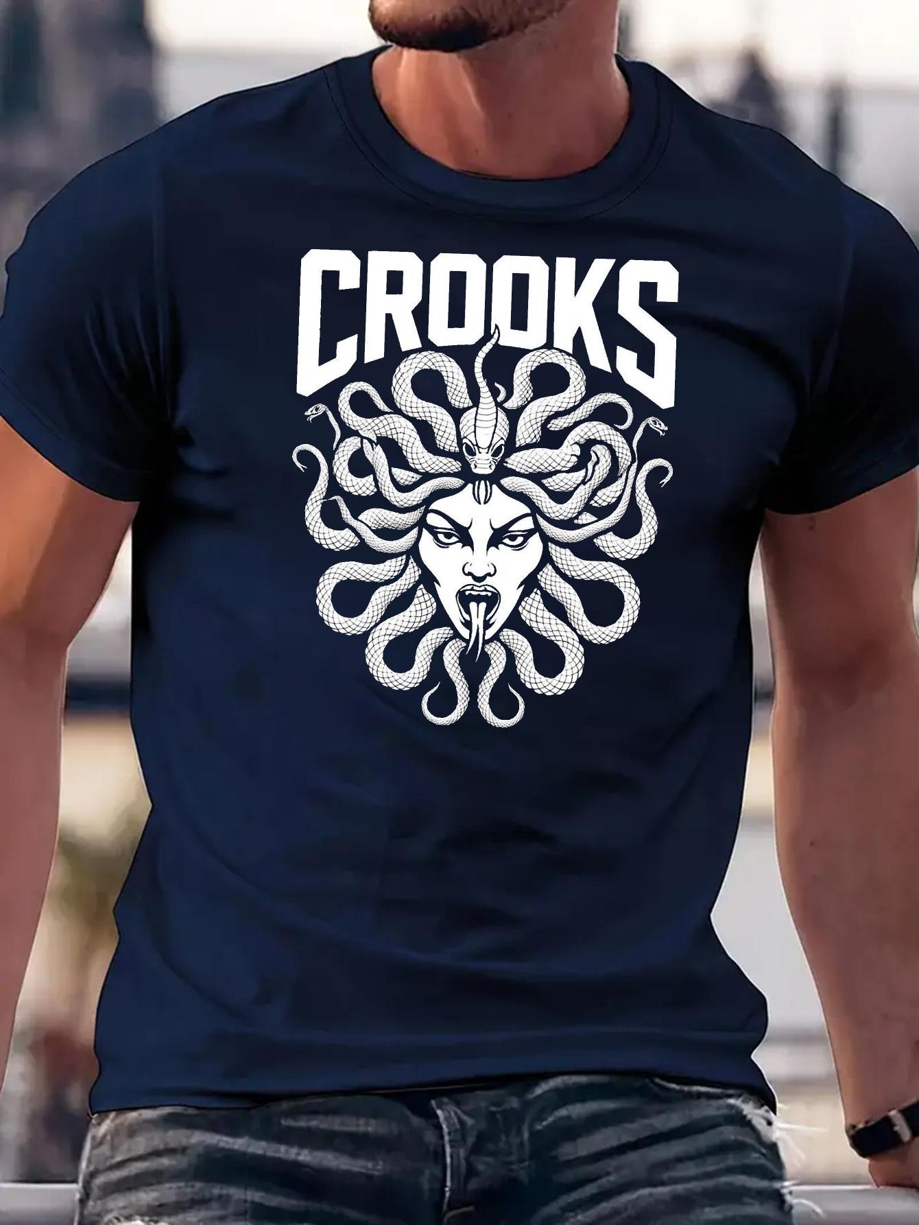 Navy Blue Medusa Graphic T-shirt - Soft Cotton Blend Stretch Tee for Gym XL