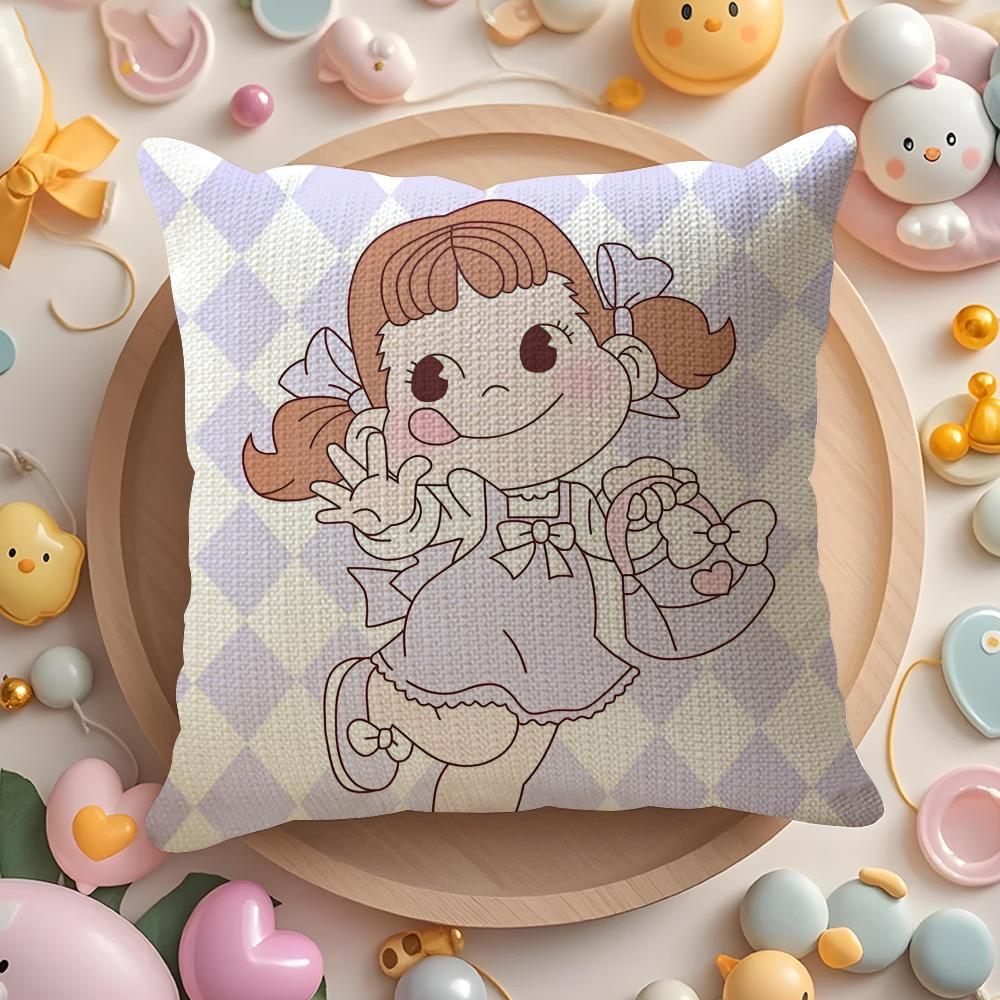 Candy Brand F-Fujiya Cushion Cover Linen Organic Fabric Double-Sided Printing Breathable Pillow Case Sofa Home Decor Gift