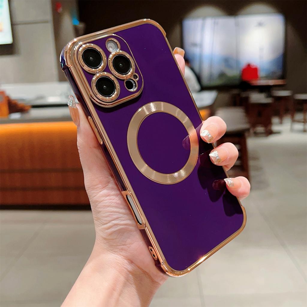 For iPhone 16 Pro Max Case Compatible with MagSafe Electroplating TPU Phone Cover