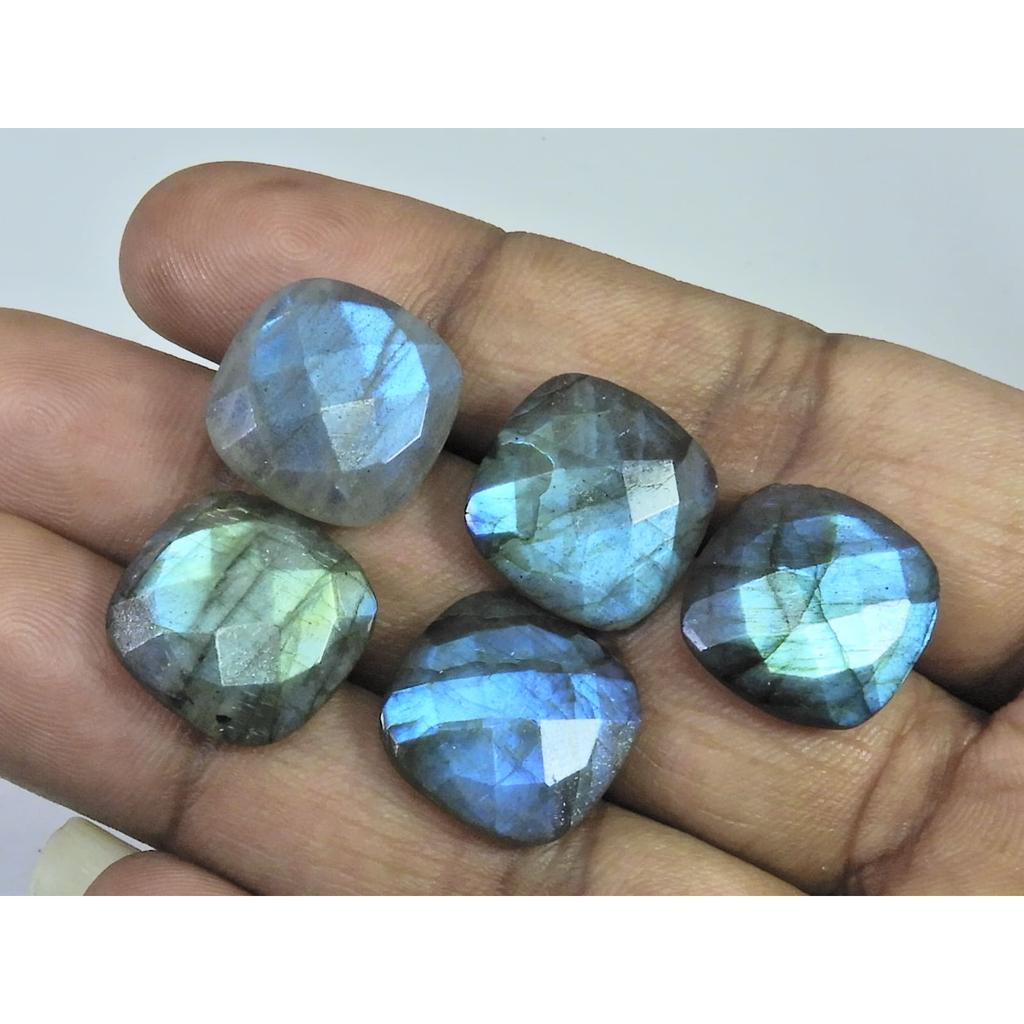 16X16MM Natural Checker Cut Labradorite Octagon Cabochon Gemstone 5Pcs Lot C-1801
