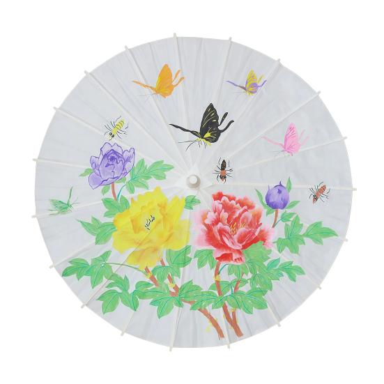 Çocuklar Kendin Yap Boyama Şemsiyesi El Yapımı Çin Japon Beyaz Kağıt Güneş Şemsiyesi Ahşap Saplı Dekoratif Yağlı Kağıt Şemsiye