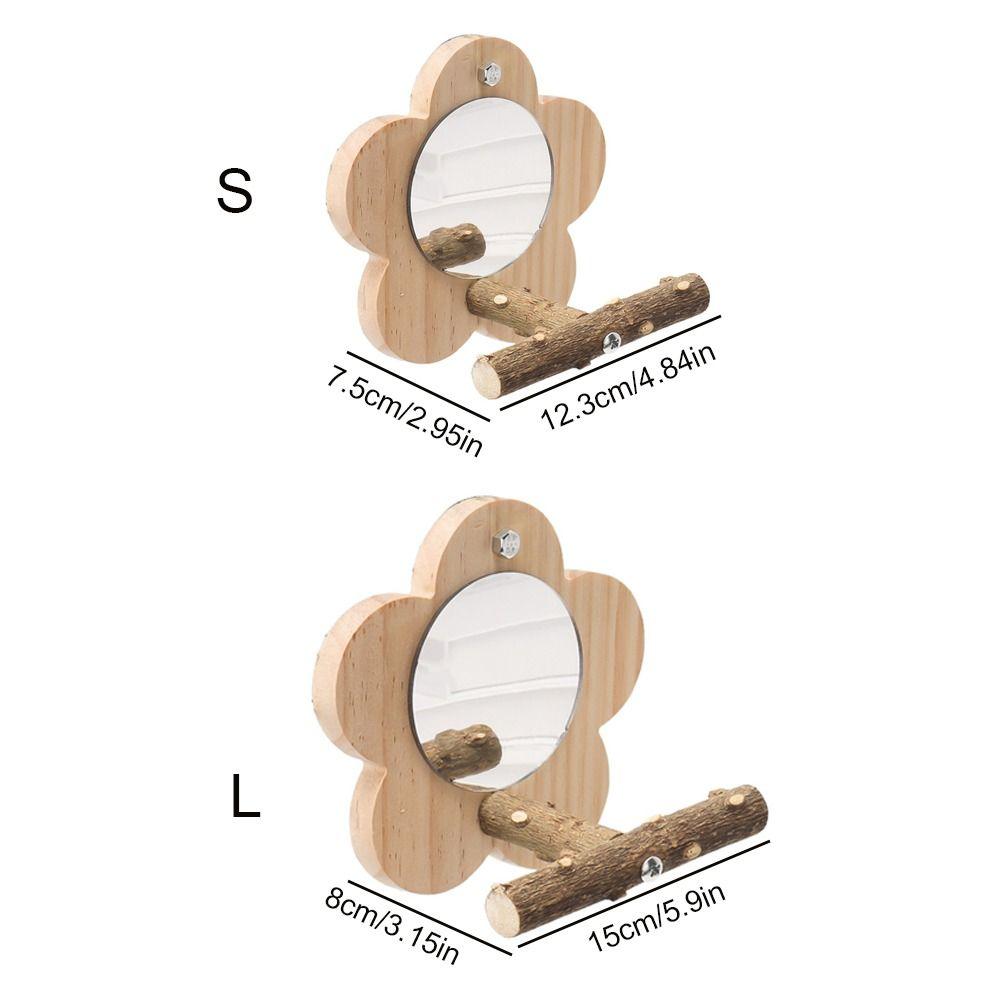 Wear Resistant Bird Perch Stand with Mirror Flower Shape Bird Branch Perch Rod  Grinding