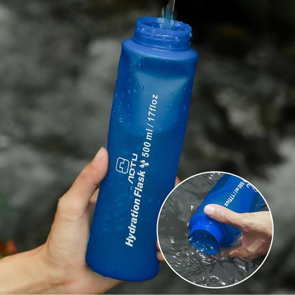 TPU Soft Flask Collapsible Sports Water Bottle Outdoor Foldable Water Bladder Running Cycling