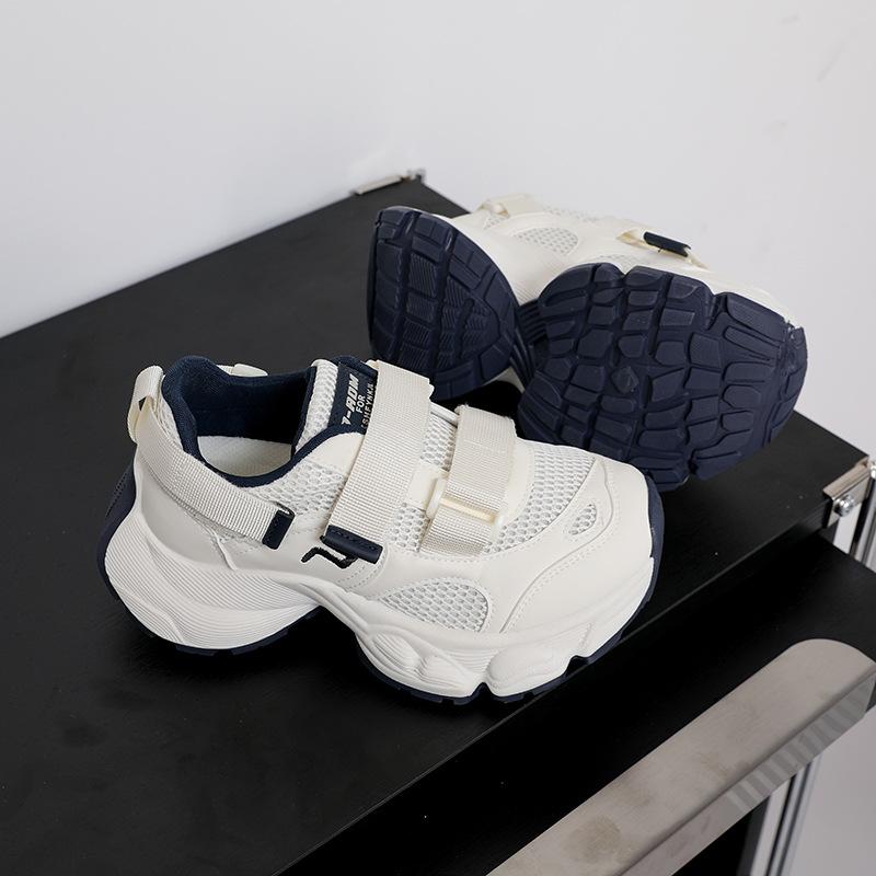 Ugly cute Velcro double net dad shoes women's sports 2025 summer new chic niche Korean version platform white shoes
