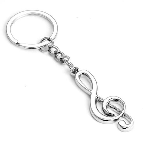 Fashion Unisex Alloy Music Note Pendant Keychain Keyring Key Ring Fob Decor