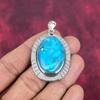 Blue Copper Turquoise Gemstone Pendant Handmade Jewelry, Brand New 925 Sterling Silver Jewelry Gift For Wife
