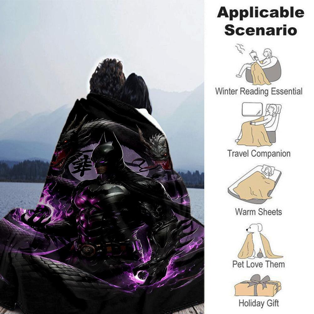 1pc Batman Dragon Flannel Blanket Soft Warm Throw for Home, Office, Travel, All Season Cozy Bedding Gift, Office