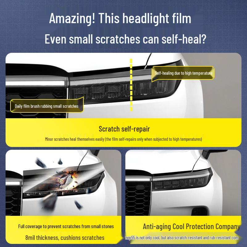 22-23 Ideal ONE/L7/L8/L9 Smoked Headlight Film: TPU Transparent Protective Film for Light Control
