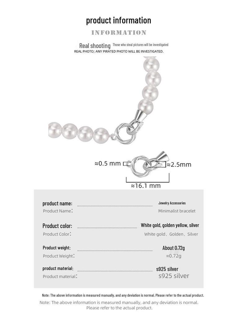 S925 Sterling Silver Zirconia Round Clasp for DIY Beaded Pearl Necklace or Bracelet