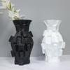 Modern Embossed Resin Flower Vase - Matte White Decorative Ornament for Home or Office
