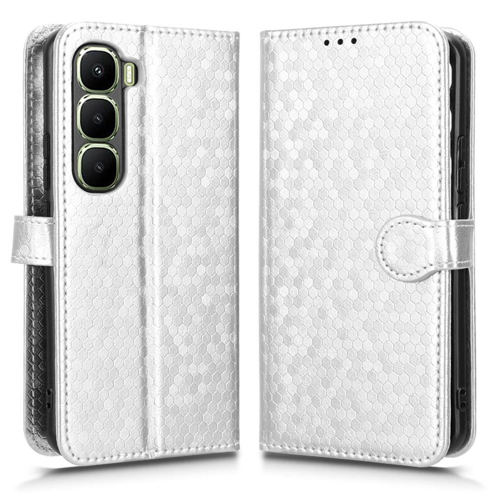For Infinix Hot 60 Pro+ 4G Wallet Case Dot Pattern Imprint PU Leather Phone Cover with Wrist Strap
