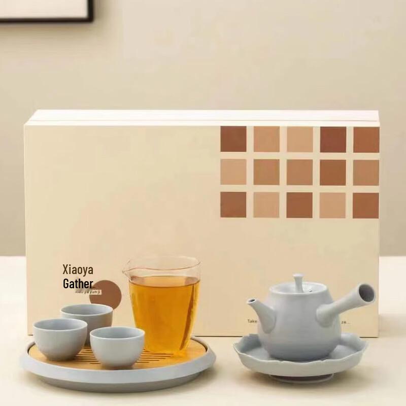 Ins Cream Style Ceramic Tea Set with Tea Tray