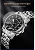 Sanda Men's Waterproof Luminous Quartz Watch - Fashionable Three-Eye Six-Hand Design with Steel Band.