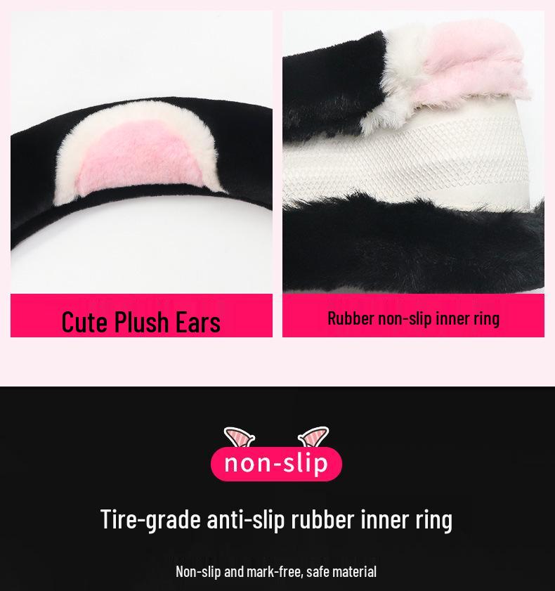 Women's Plush Winter Steering Wheel Cover - Korean Fashion, Universal Fit, Warm & Heated, Four Seasons Use.