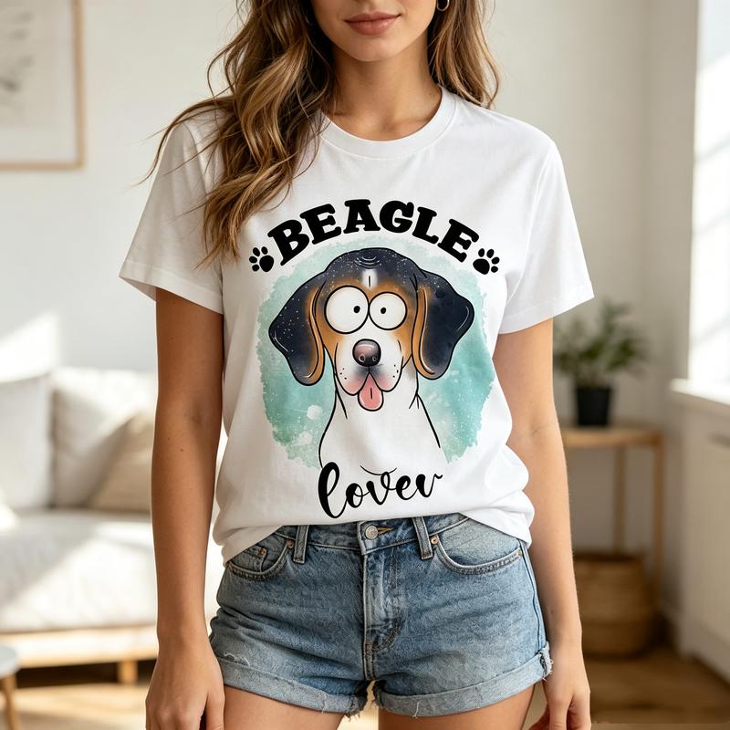 Vintage Beagle Lover Tee Cute Beagle Dog Face Print Unisex Unisex Cotton Short Sleeve Trendy Streetwear Gift For Dog Owners