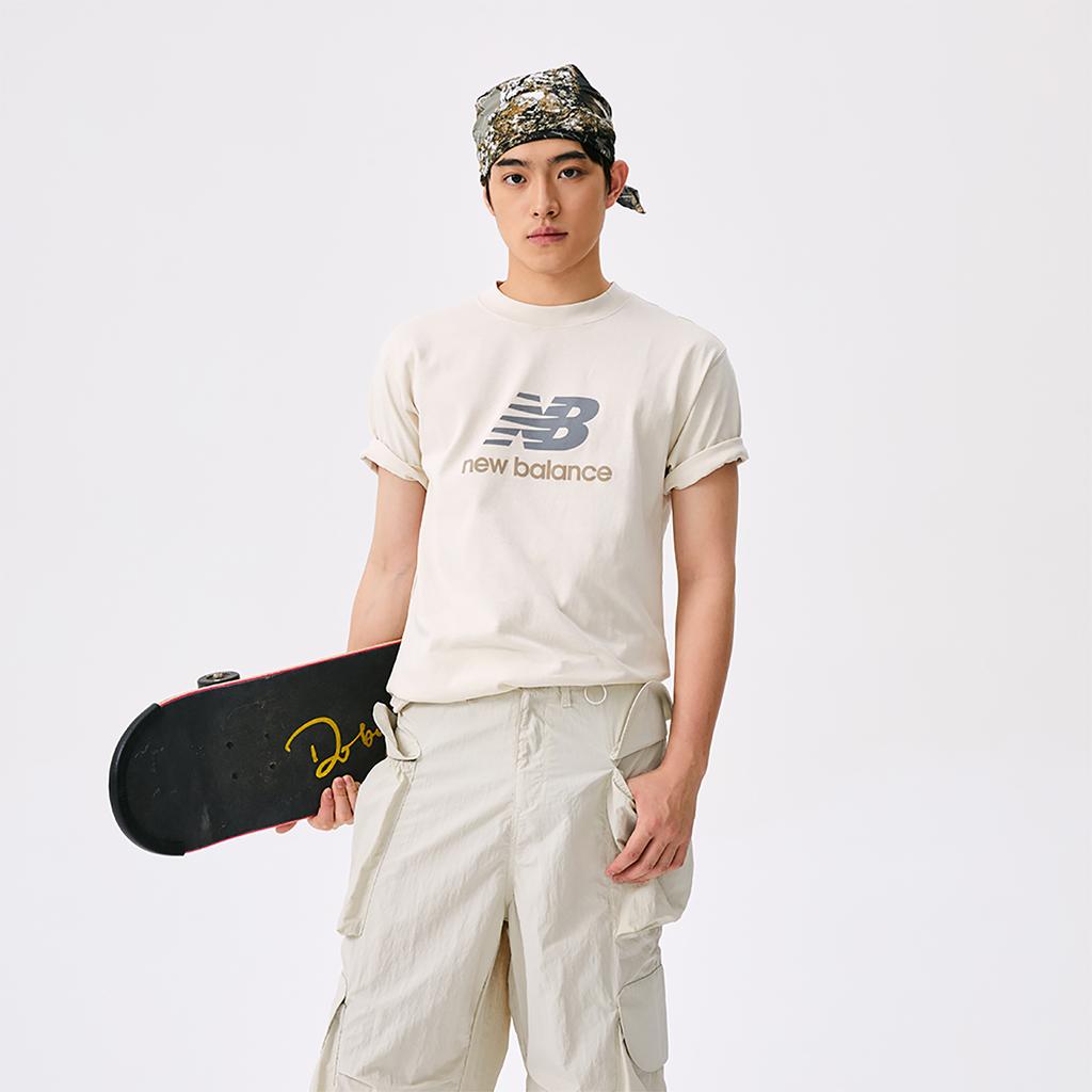 New Balance Sports Casual T Shirt Unisex Beige MT51500-LIN