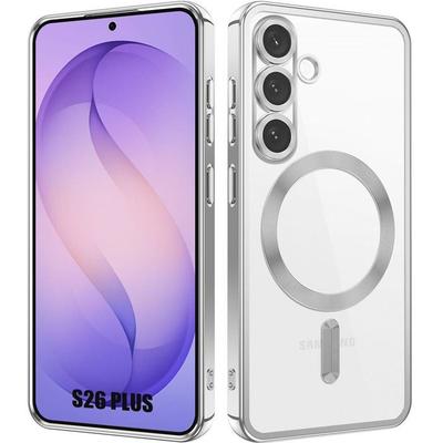 Case for Samsung Galaxy S26 Ultra, Transparent Protection Silver Contour with Magnetic Circle