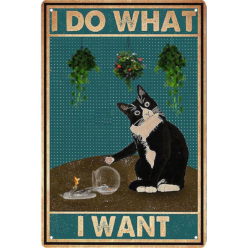 Black Cat Decor Vintage Metal Tin Sign Black Cat Once Upon a Time There was a Girl Poster Art Decor Home Bar Poster Cute Posters Cat Posters 12 x 8