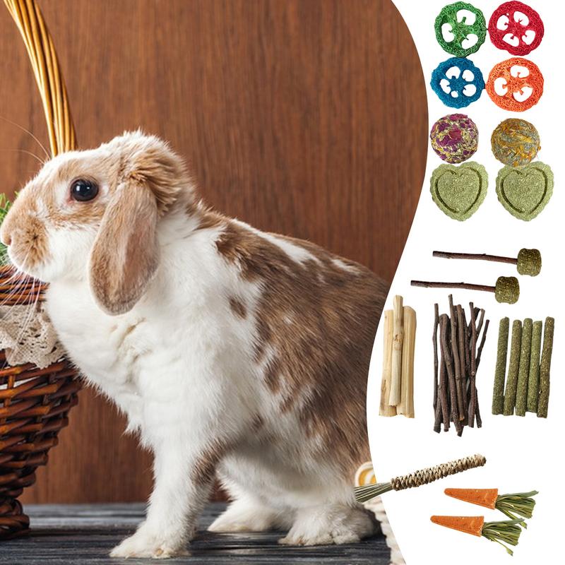 Bunny Chew Toys For Teeth Small Animal Molar Toy Wood Treats Safe Bite Resistant Chew Treats Supplies For Gerbils Small Pets