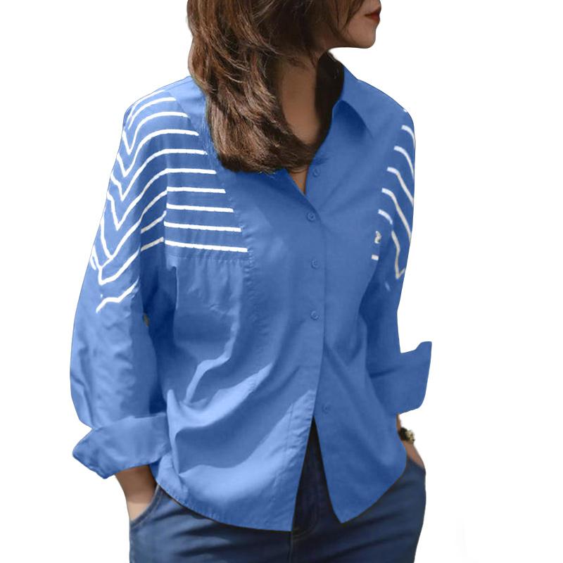 ZANZEA Camicetta casual da donna con colletto rovesciato e maniche lunghe larghe