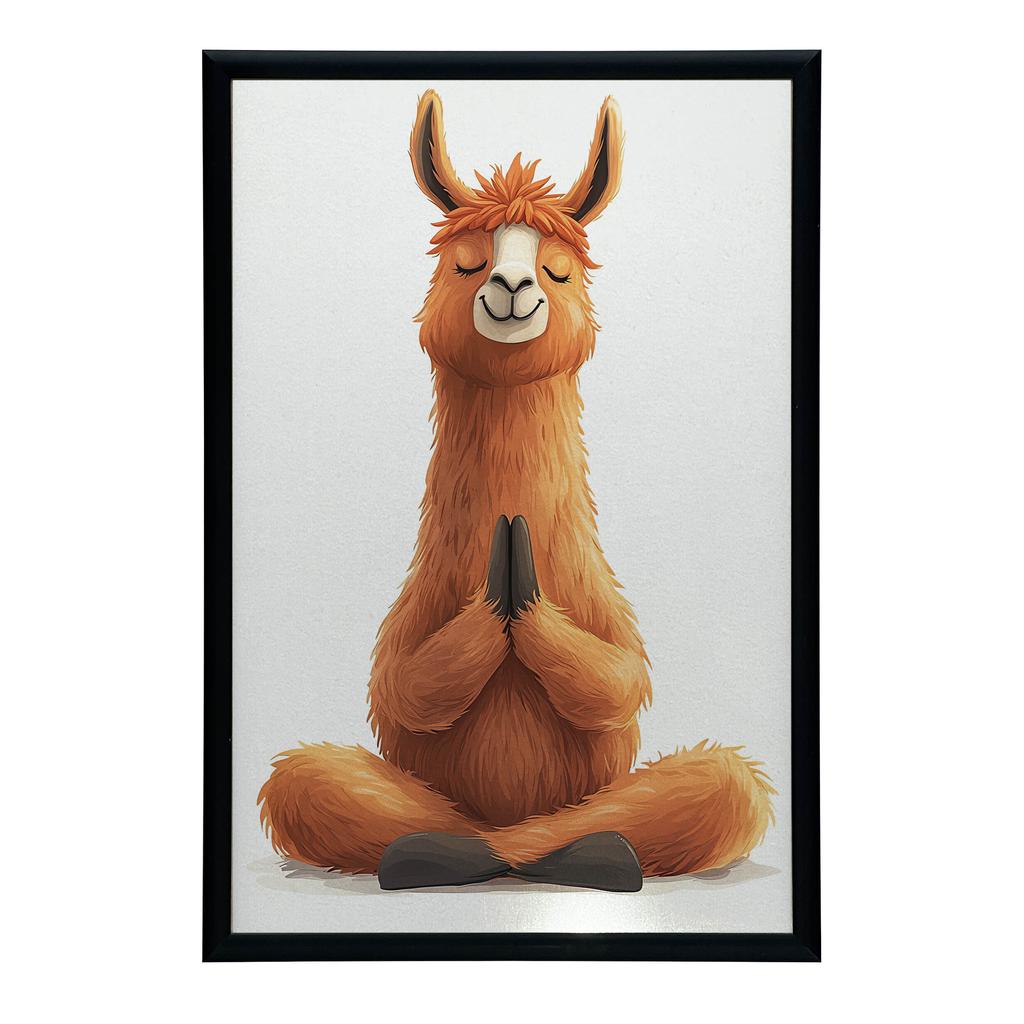 Plakat Medytująca Lama Plakat Medytująca Lama, 50X70 Cm, Rama Aluminiowa Złota, Papier Matowy 230 Gsm