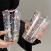 M-350ml Ins Girl Glass Coffee Cup Cute Pink Bow High Beauty Water Cup Breakfast Glass Cup Milk Portable Birthday Gift Coffee Mug
