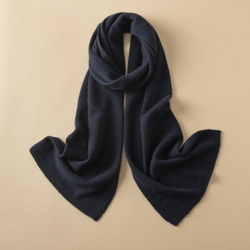 Women's 100% Pure Cashmere Scarf - Autumn/Winter Solid Color, Fashionable & Versatile Knit Shawl