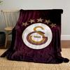 "Golden Lion Emblem with Stars Design" Patterned blanket, flannel, suitable for all seasons, home decor, warm and cozy