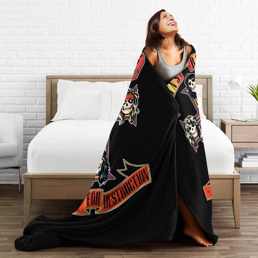 Guns N Roses Band  Warm Soft Blanket  Travel Office Plush Throw Blanket Novelty Couch Chair Flannel Bedspread Sofa Bed Cover