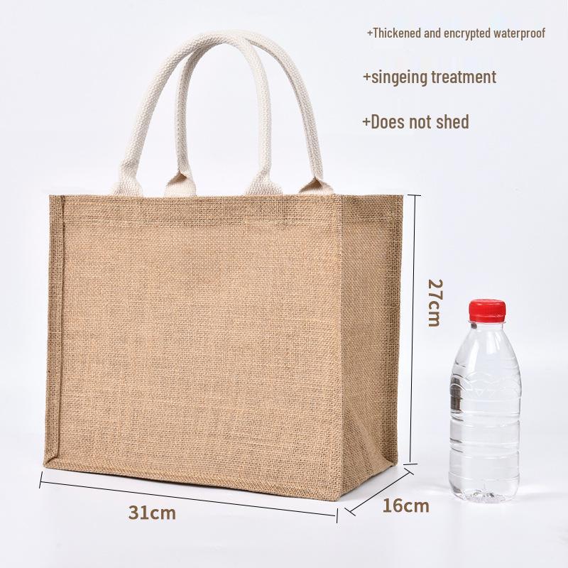 Custom DIY Hand-Painted Jute Burlap Tote Bag by MUJI