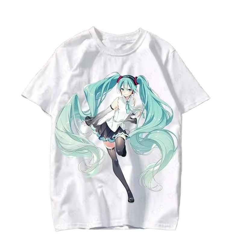 2026 Hot Selling Fashion New Anime Japanese Cartoon Characters Cute MIKU Summer Round Neck Top Pattern Tshirt Large