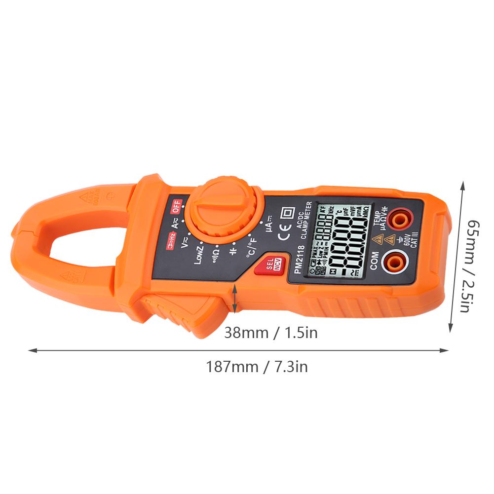 Clamp Multimeter Digital Multimeter PEAKMETER PM2118 Dual Display AC  Clamp Multiemeter NCV Ohmmeter Capacitance Temp Tester