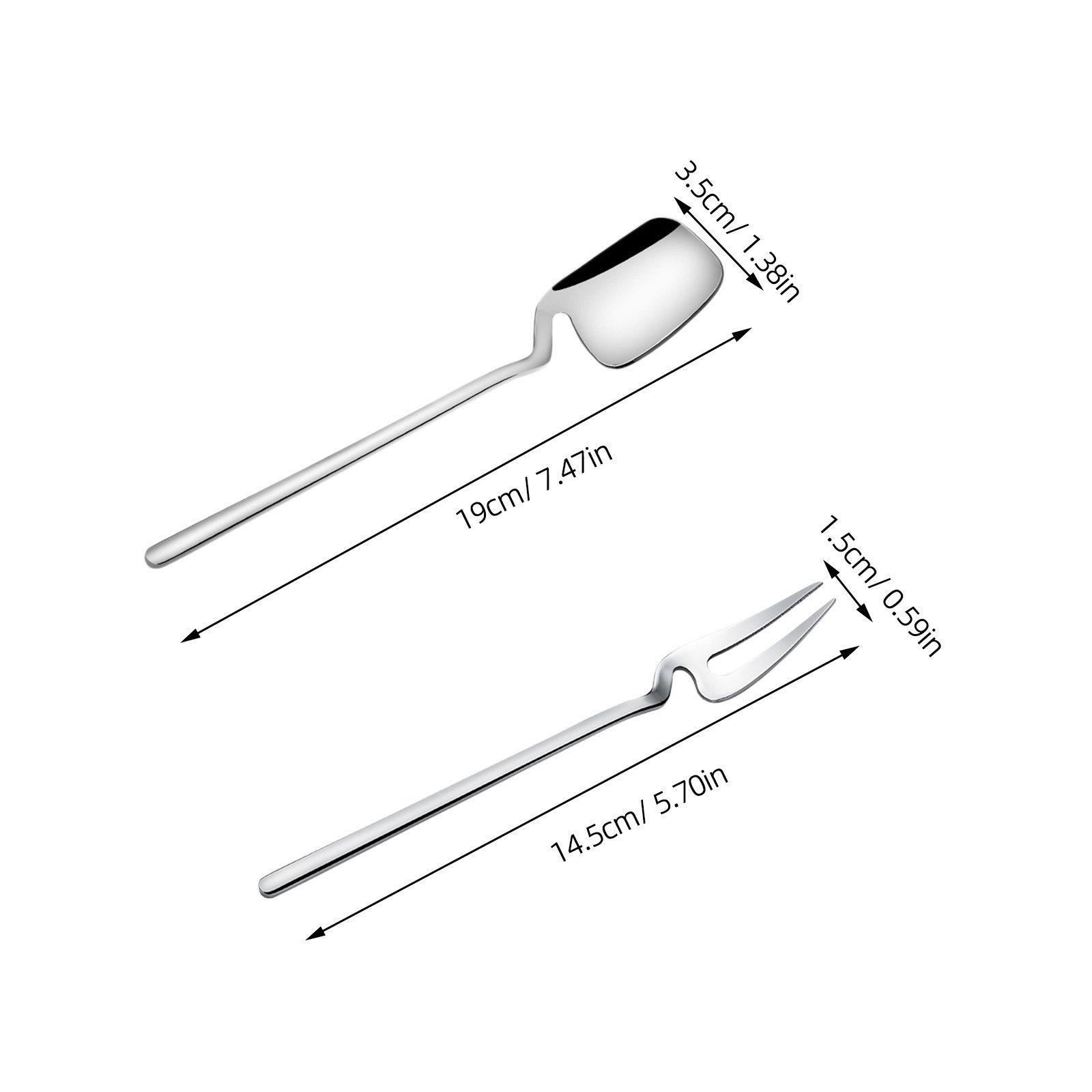 8Pcs Stainless Steel Flatware Set Rose Gold Fork Spoon Portable Tableware Mirror Polish Lightweight Cutlery серебряный