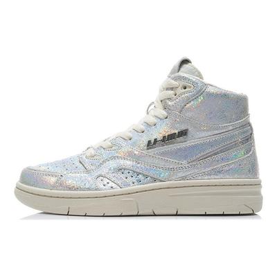 Li Ning 937 Deluxe Hi Komfortable Fritidssko Høy Ankel Retro Basketballsko Dame sneaker Sølv AGBR080-2