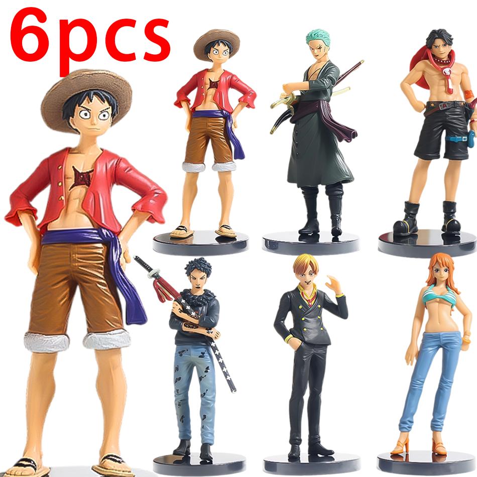 6pcs Anime One Piece Figures Luffy Ace Solon Mei Sanji Action Model Pvc Desktop Statue Ornament Collection desktop Toys Gifts
