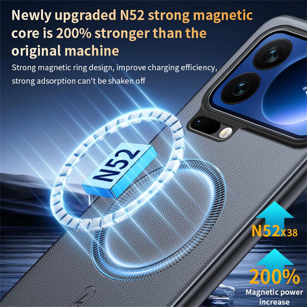 For Xiaomi 17 Pro Magnetic Case Leather Coated TPU + PC Phone Cover