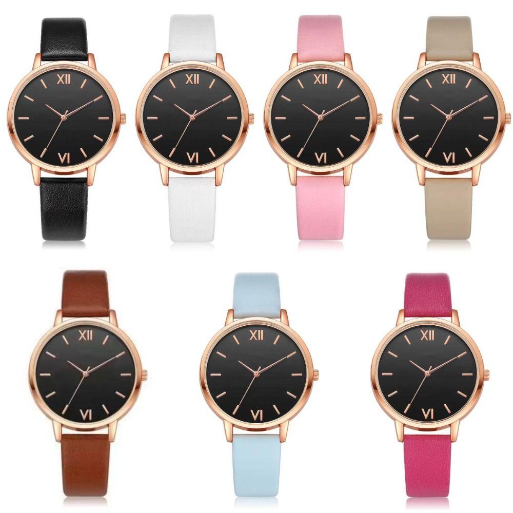 Leather Band Quartz Watch PU Strap Ladies Watch Minimalist Analog Watch  Formal Occasions