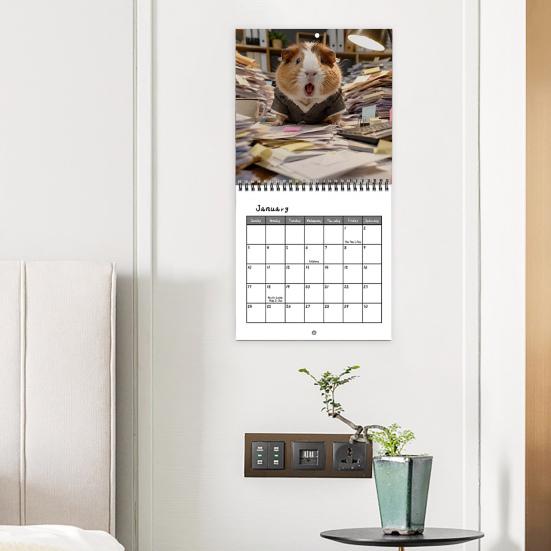 Gift for Guinea Pig Lovers 2027 Adventures Wall Calendar, Cute 12 Monthly Planner with Large Grid Calendar Writing Imaginative Scenes, Spiral