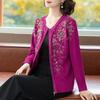 Cardigan Pesante Autunno/Inverno da Donna con Ricamo di Fiori Farfalla & Perline a Mano